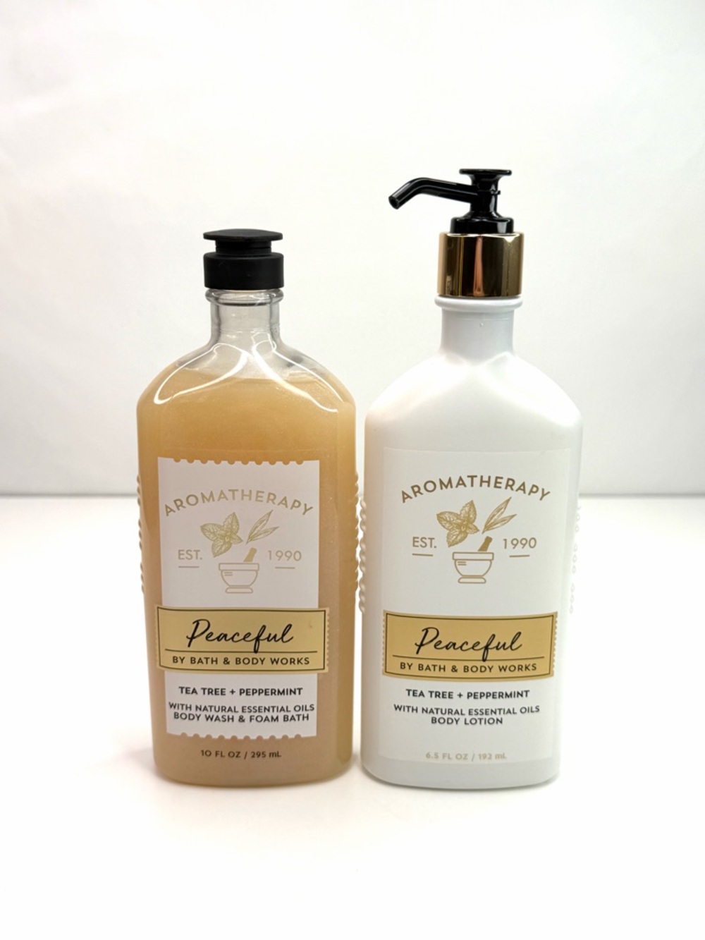 Bath & Body Works Peaceful Aromatherapy Body Lotion Foam Bath Gel Bundle